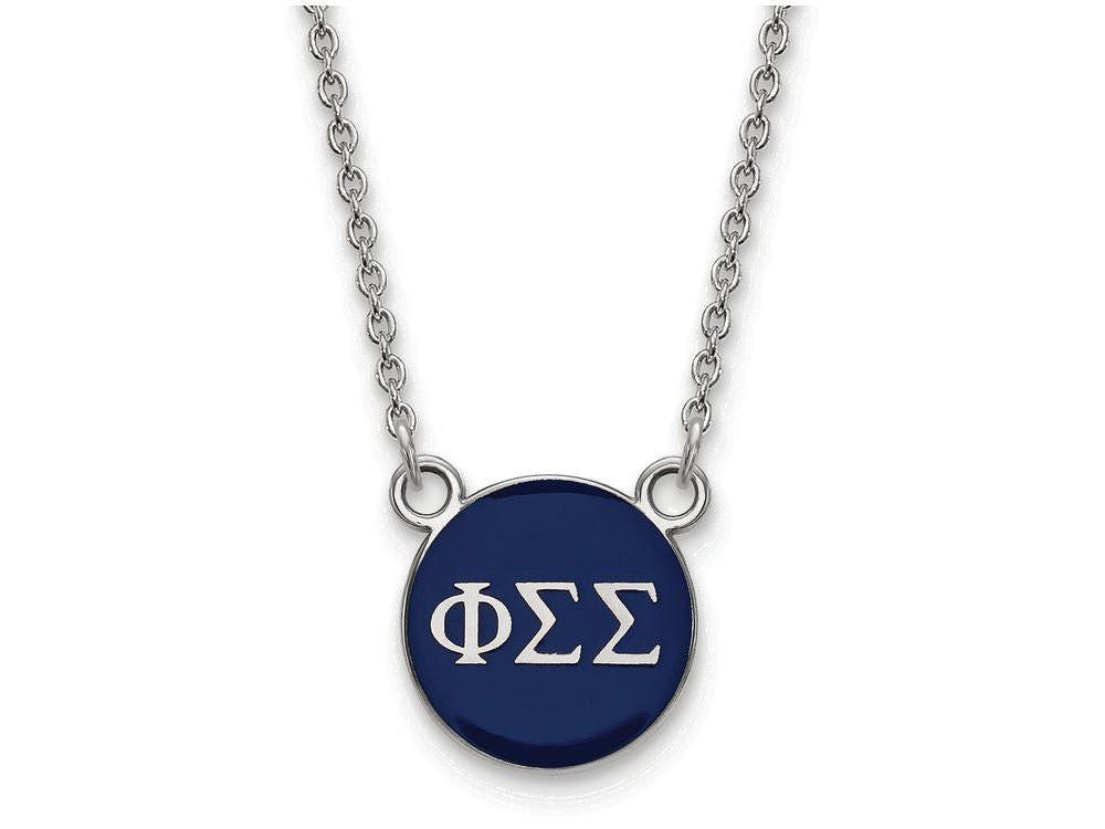 LogoArt Sterling Silver Phi Sigma Sigma Extra Small Enameled Pendant Necklace With 18 Inch