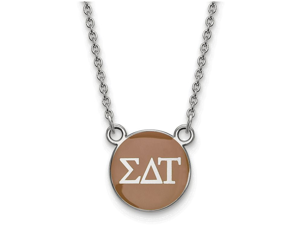 LogoArt Sterling Silver Sigma Delta Tau Extra Small Enameled Pendant Necklace With 18 Inch