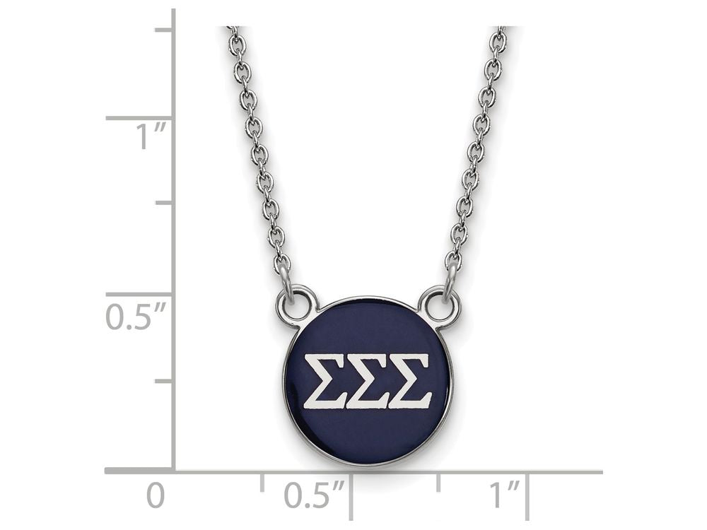 LogoArt Sterling Silver Sigma Sigma Sigma Extra Small Enameled Pendant Necklace With 18 Inch