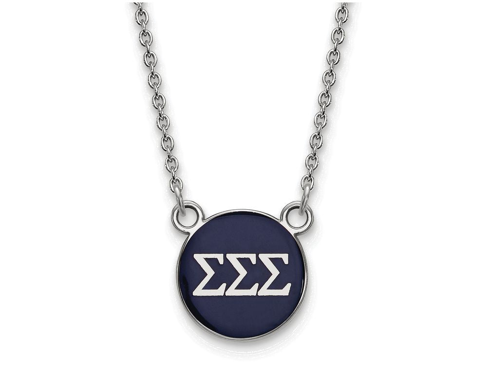 LogoArt Sterling Silver Sigma Sigma Sigma Extra Small Enameled Pendant Necklace With 18 Inch