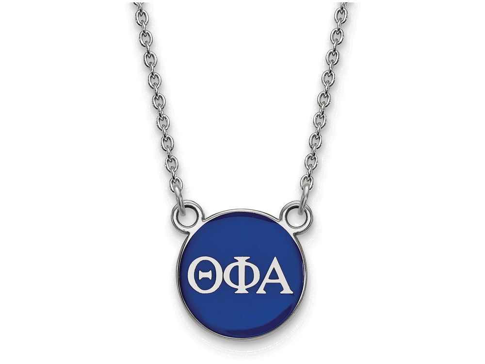 LogoArt Sterling Silver Theta Phi Alpha Extra Small Enameled Pendant Necklace With 18 Inch