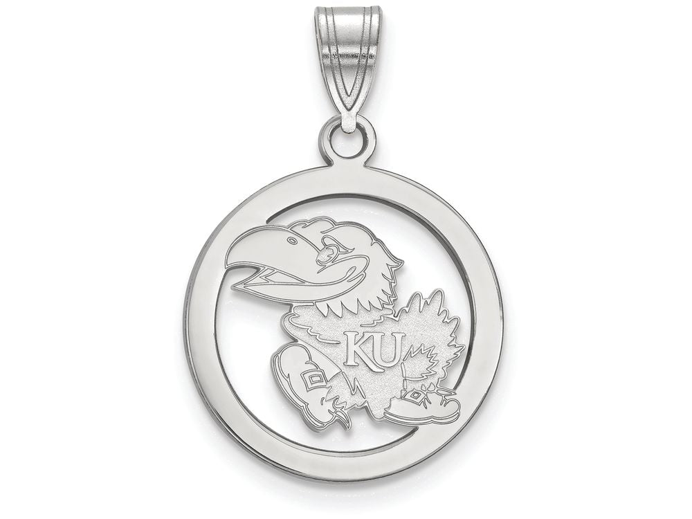 LogoArt Sterling Silver University Of Kansas Sm Pendant Necklace In Circle