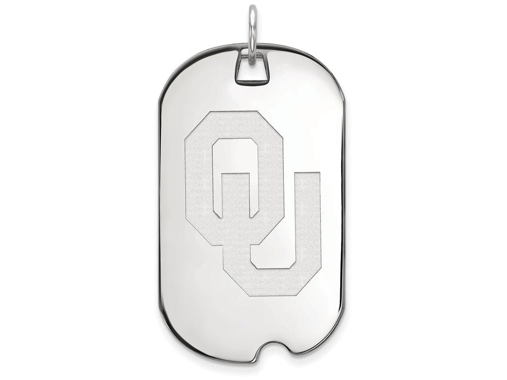 LogoArt Sterling Silver Oklahoma Large Dog Tag Pendant Necklace