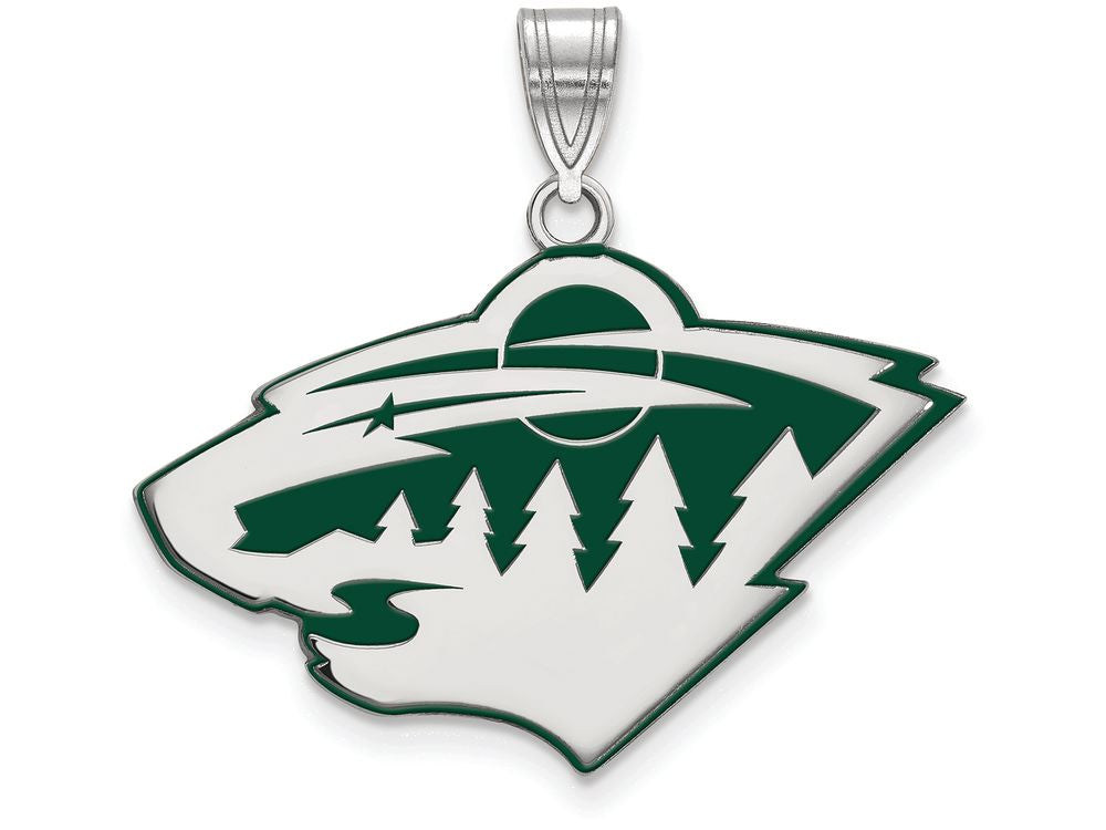 LogoArt Sterling Silver Minnesota Wild Large Enamel Pendant Necklace