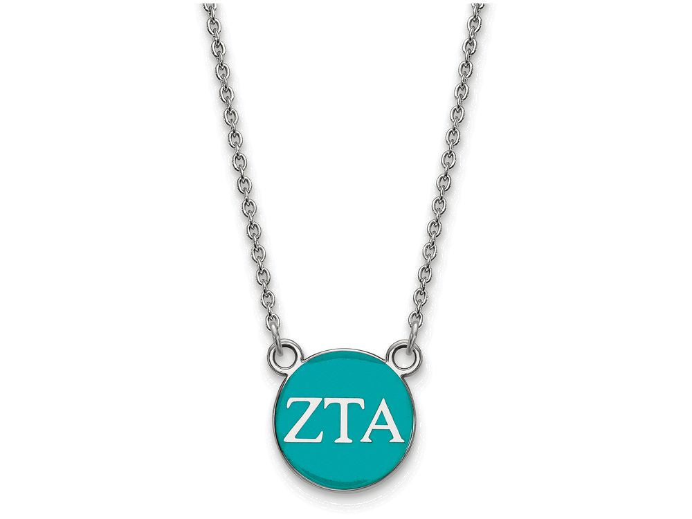 LogoArt Sterling Silver Zeta Tau Alpha Extra Small Enameled Pendant Necklace With 18 Inch