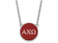 LogoArt Sterling Silver Alpha Chi Omega Small Enameled Pendant Necklace With 18 Inch