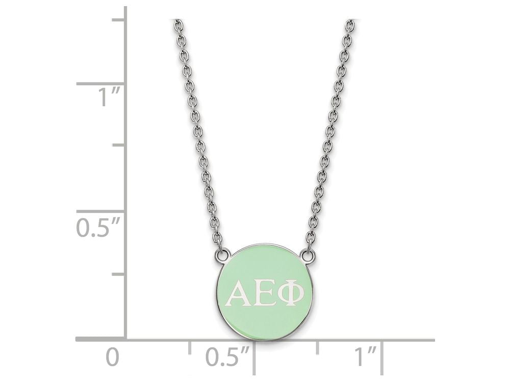 LogoArt Sterling Silver Alpha Epsilon Phi Small Enameled Pendant Necklace With 18 Inch