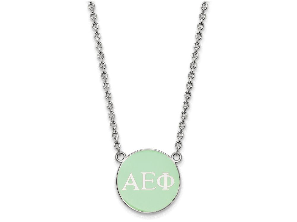 LogoArt Sterling Silver Alpha Epsilon Phi Small Enameled Pendant Necklace With 18 Inch