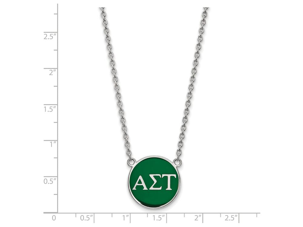 LogoArt Sterling Silver Alpha Sigma Tau Small Enameled Pendant Necklace With 18 Inch
