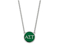 LogoArt Sterling Silver Alpha Sigma Tau Small Enameled Pendant Necklace With 18 Inch