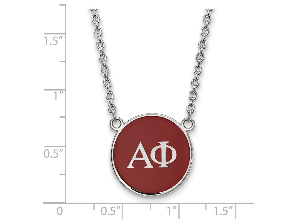 LogoArt Sterling Silver Alpha Phi Small Enameled Pendant Necklace With 18 Inch