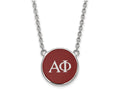 LogoArt Sterling Silver Alpha Phi Small Enameled Pendant Necklace With 18 Inch