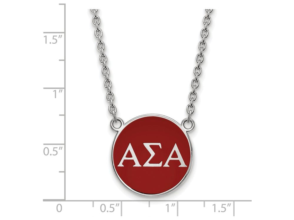LogoArt Sterling Silver Alpha Sigma Alpha Small Enameled Pendant Necklace With 18 Inch