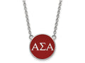 LogoArt Sterling Silver Alpha Sigma Alpha Small Enameled Pendant Necklace With 18 Inch