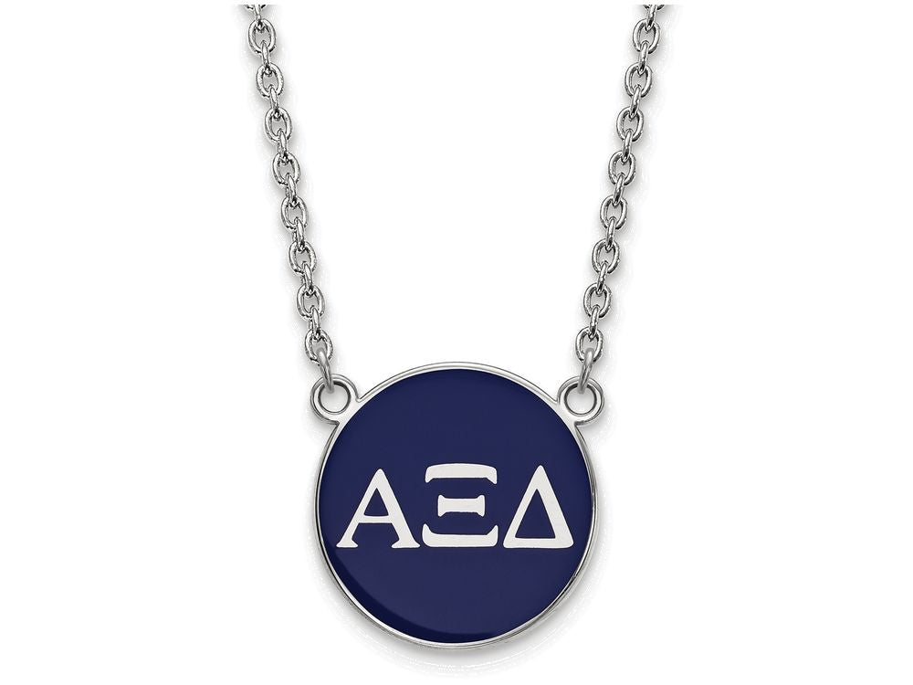 LogoArt Sterling Silver Alpha Xi Delta Small Enameled Pendant Necklace With 18 Inch