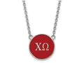 LogoArt Sterling Silver Chi Omega Small Enameled Pendant Necklace With 18 Inch