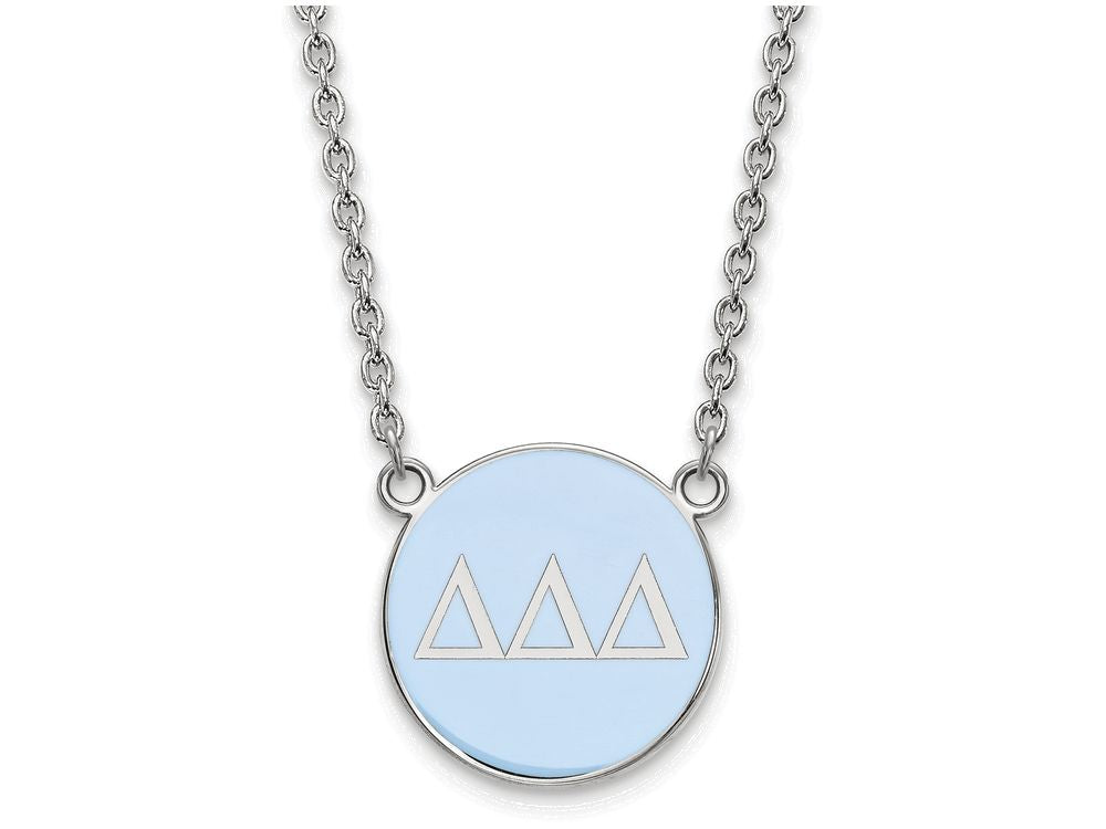 LogoArt Sterling Silver Delta Delta Delta Small Enameled Pendant Necklace With 18 Inch