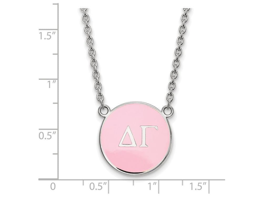 LogoArt Sterling Silver Delta Gamma Small Enameled Pendant Necklace With 18 Inch