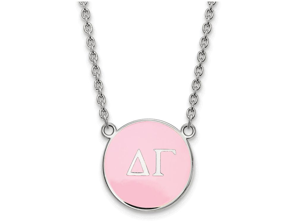 LogoArt Sterling Silver Delta Gamma Small Enameled Pendant Necklace With 18 Inch
