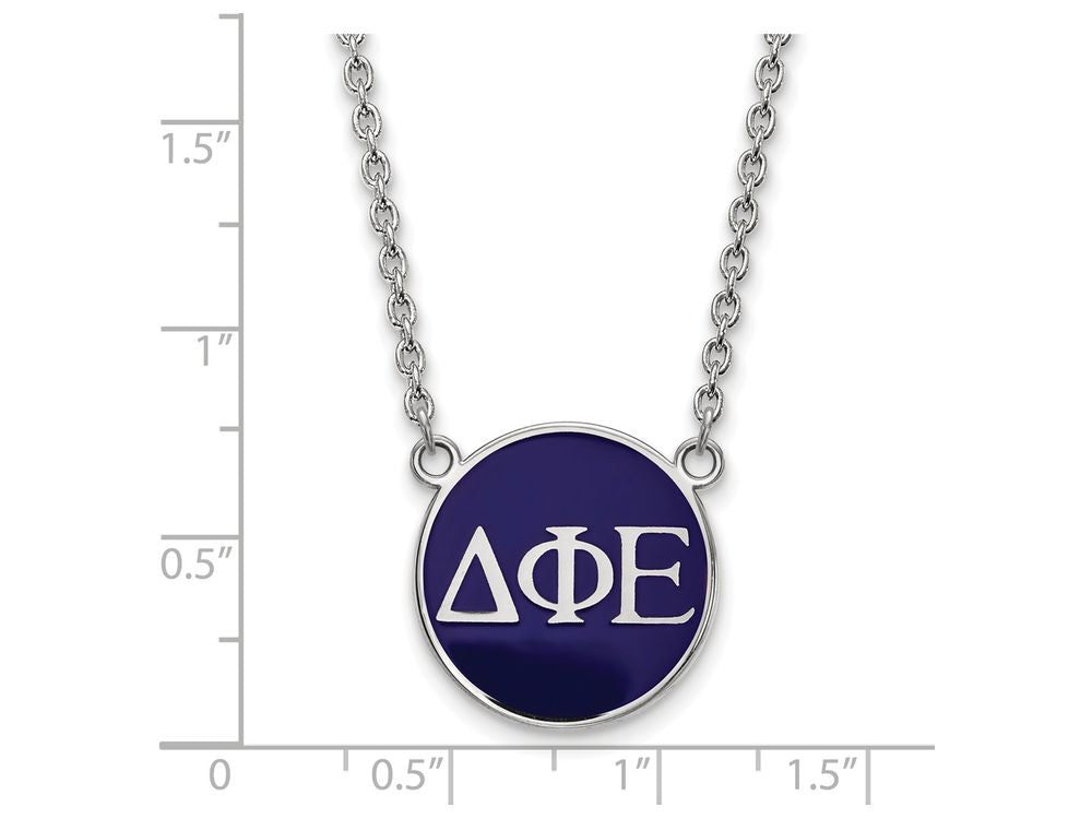 LogoArt Sterling Silver Delta Phi Epsilon Small Enameled Pendant Necklace With 18 Inch
