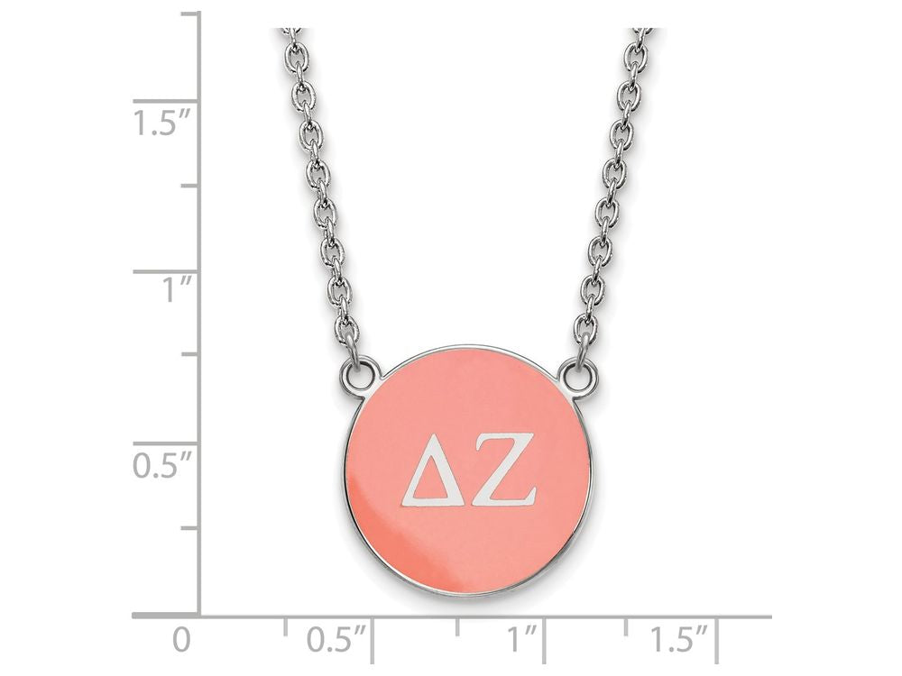 LogoArt Sterling Silver Delta Zeta Small Enameled Pendant Necklace With 18 Inch