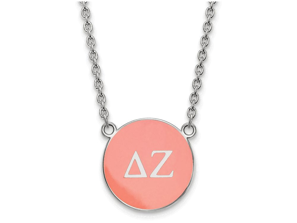 LogoArt Sterling Silver Delta Zeta Small Enameled Pendant Necklace With 18 Inch