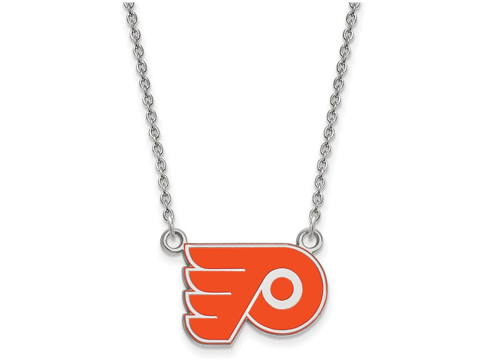 LogoArt Sterling Silver Philadelphia Flyers Small Enamel Pendant Necklace