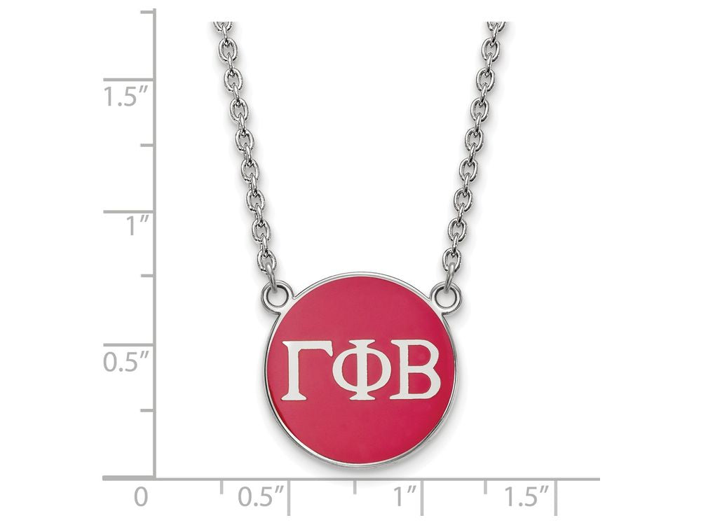 LogoArt Sterling Silver Gamma Phi Beta Small Enameled Pendant Necklace With 18 Inch