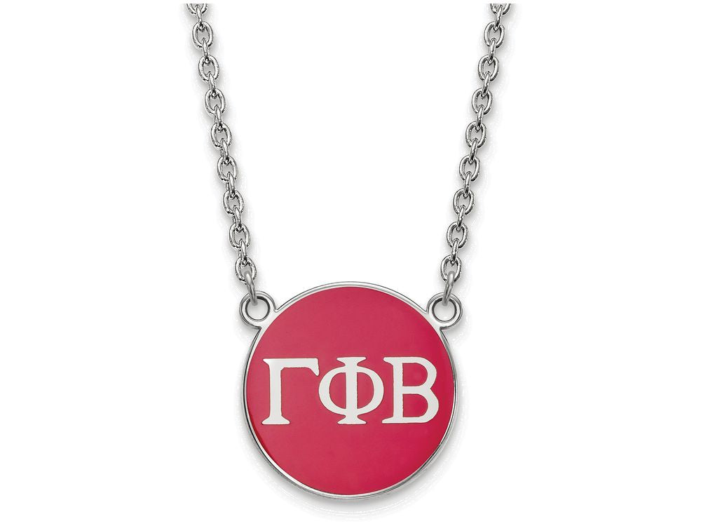 LogoArt Sterling Silver Gamma Phi Beta Small Enameled Pendant Necklace With 18 Inch