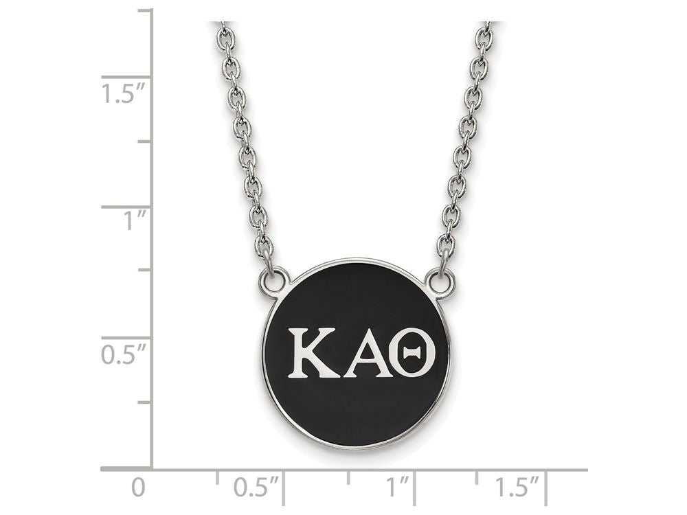 LogoArt Sterling Silver Kappa Alpha Theta Small Enameled Pendant Necklace With 18 Inch