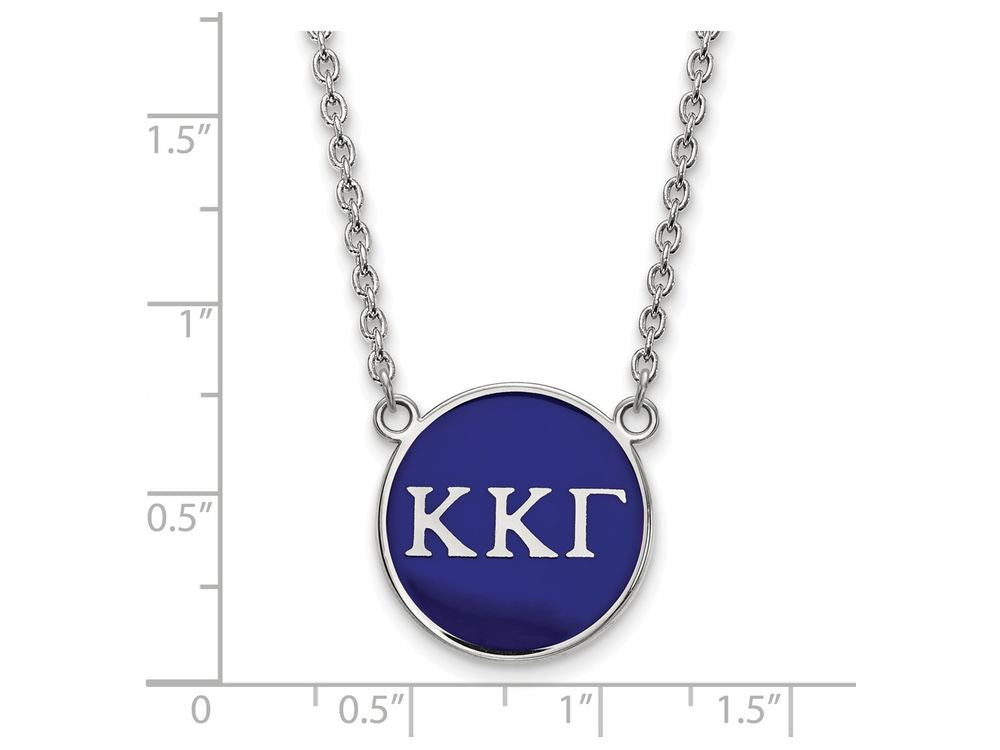 LogoArt Sterling Silver Kappa Kappa Gamma Small Enameled Pendant Necklace With 18 Inch