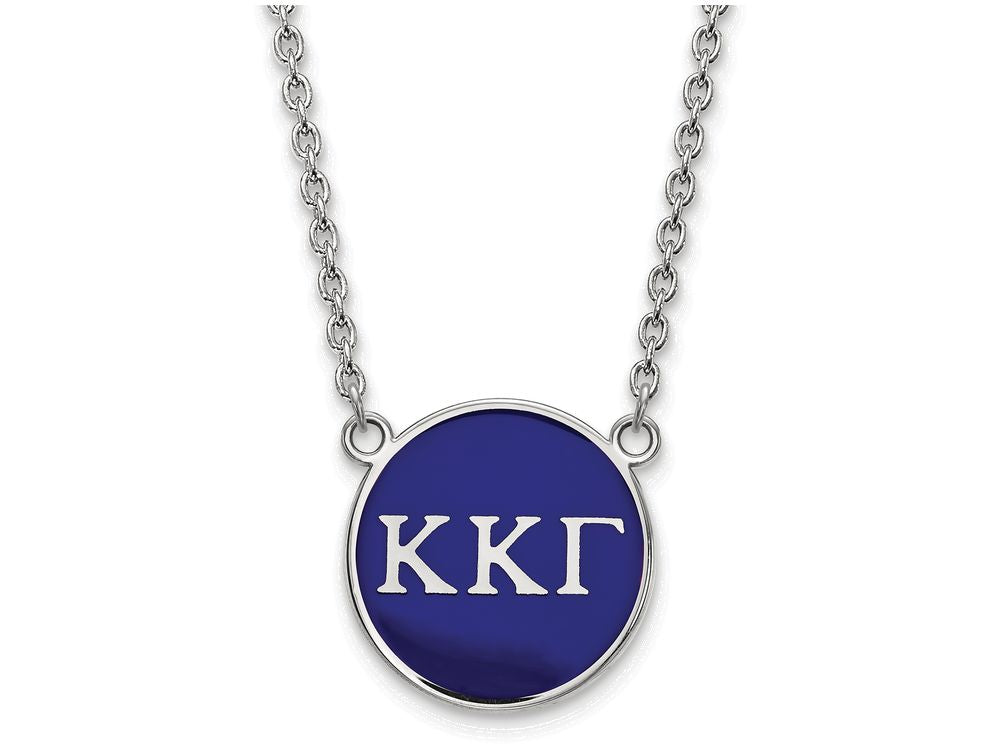 LogoArt Sterling Silver Kappa Kappa Gamma Small Enameled Pendant Necklace With 18 Inch
