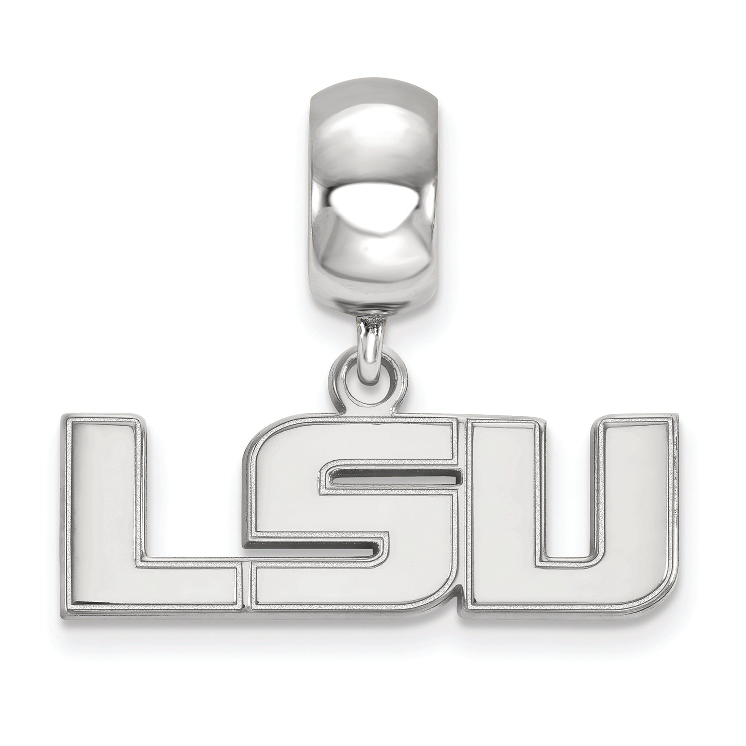 LogoArt Sterling Silver Louisiana State University Bead Charm Charm Small Dangle Bead Charm