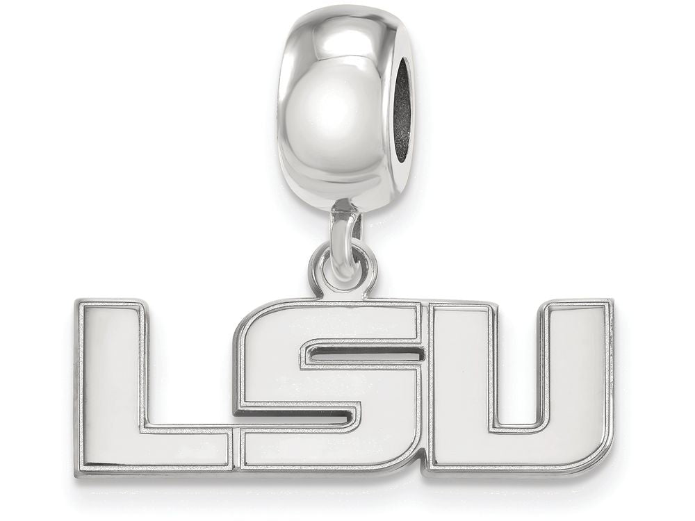 LogoArt Sterling Silver Louisiana State University Bead Charm Charm Small Dangle Bead Charm