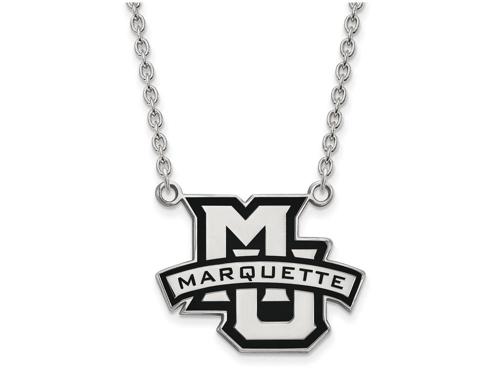 LogoArt Sterling Silver Marquette University Large Enamel Pendant Necklace
