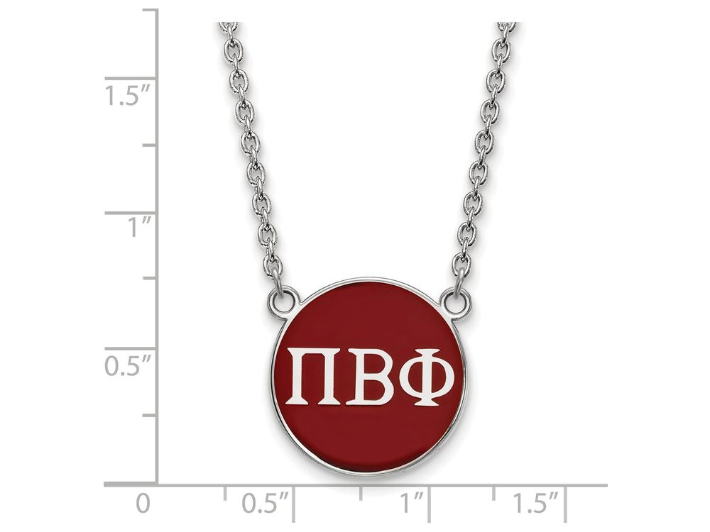 LogoArt Sterling Silver Pi Beta Phi Small Enameled Pendant Necklace With 18 Inch