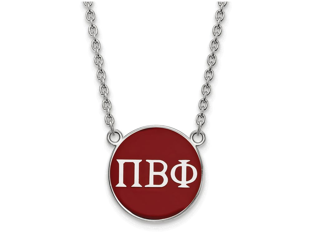 LogoArt Sterling Silver Pi Beta Phi Small Enameled Pendant Necklace With 18 Inch