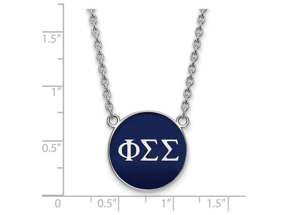 LogoArt Sterling Silver Phi Sigma Sigma Small Enameled Pendant Necklace With 18 Inch