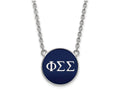 LogoArt Sterling Silver Phi Sigma Sigma Small Enameled Pendant Necklace With 18 Inch