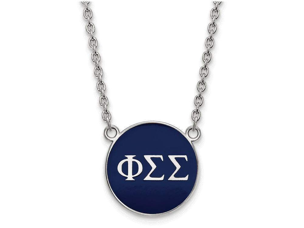 LogoArt Sterling Silver Phi Sigma Sigma Small Enameled Pendant Necklace With 18 Inch