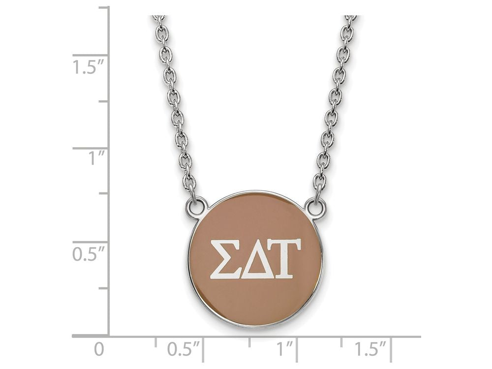 LogoArt Sterling Silver Sigma Delta Tau Small Enameled Pendant Necklace With 18 Inch