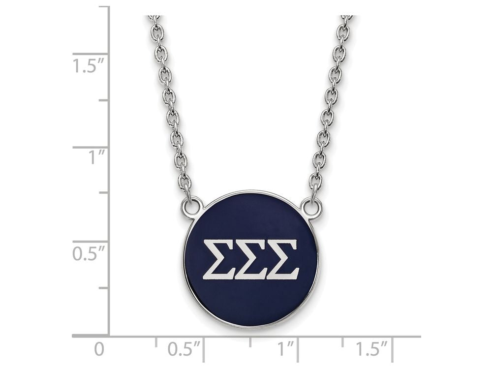 LogoArt Sterling Silver Sigma Sigma Sigma Small Enameled Pendant Necklace With 18 Inch