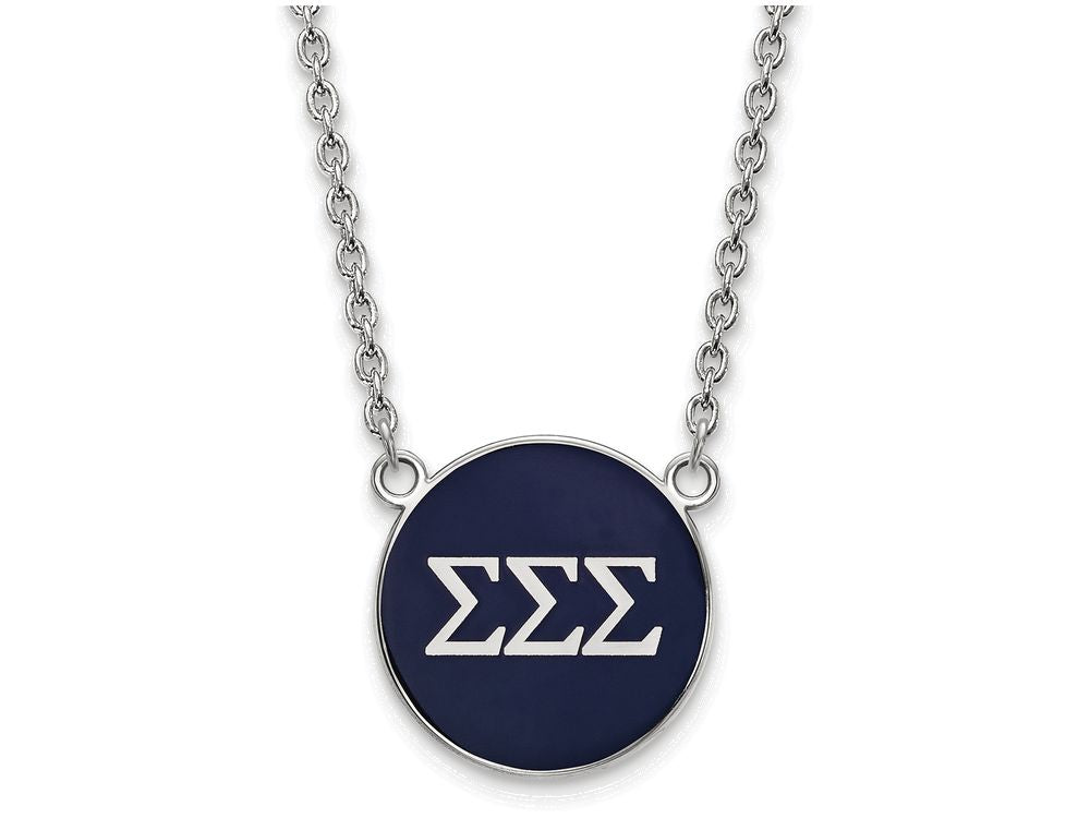 LogoArt Sterling Silver Sigma Sigma Sigma Small Enameled Pendant Necklace With 18 Inch