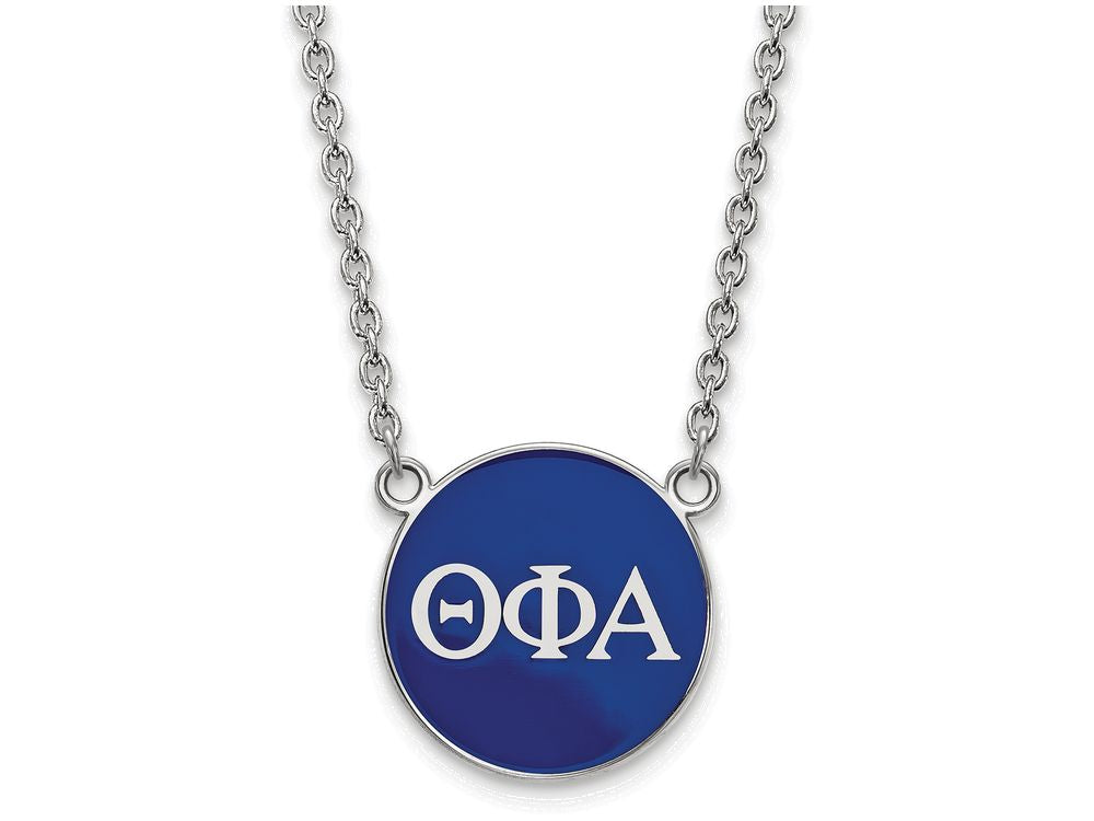 LogoArt Sterling Silver Theta Phi Alpha Small Enameled Pendant Necklace With 18 Inch
