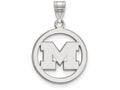 LogoArt Sterling Silver Michigan (univ Of) Sm Pendant Necklace In Circle