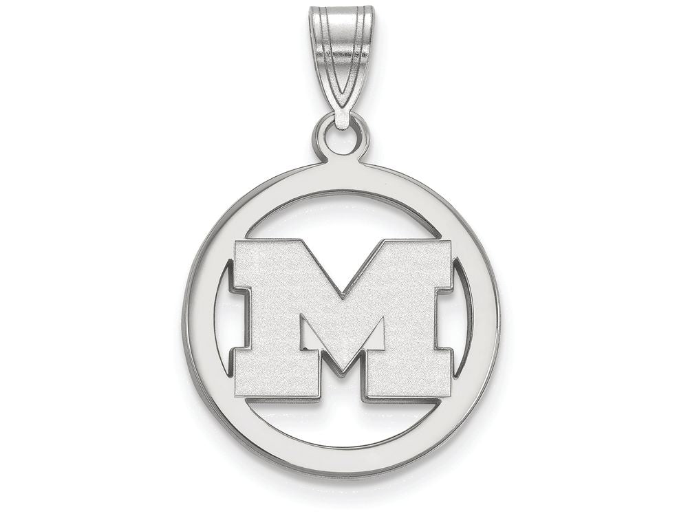 LogoArt Sterling Silver Michigan (univ Of) Sm Pendant Necklace In Circle