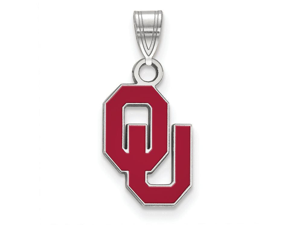 LogoArt Sterling Silver Oklahoma Small Enamel Pendant Necklace