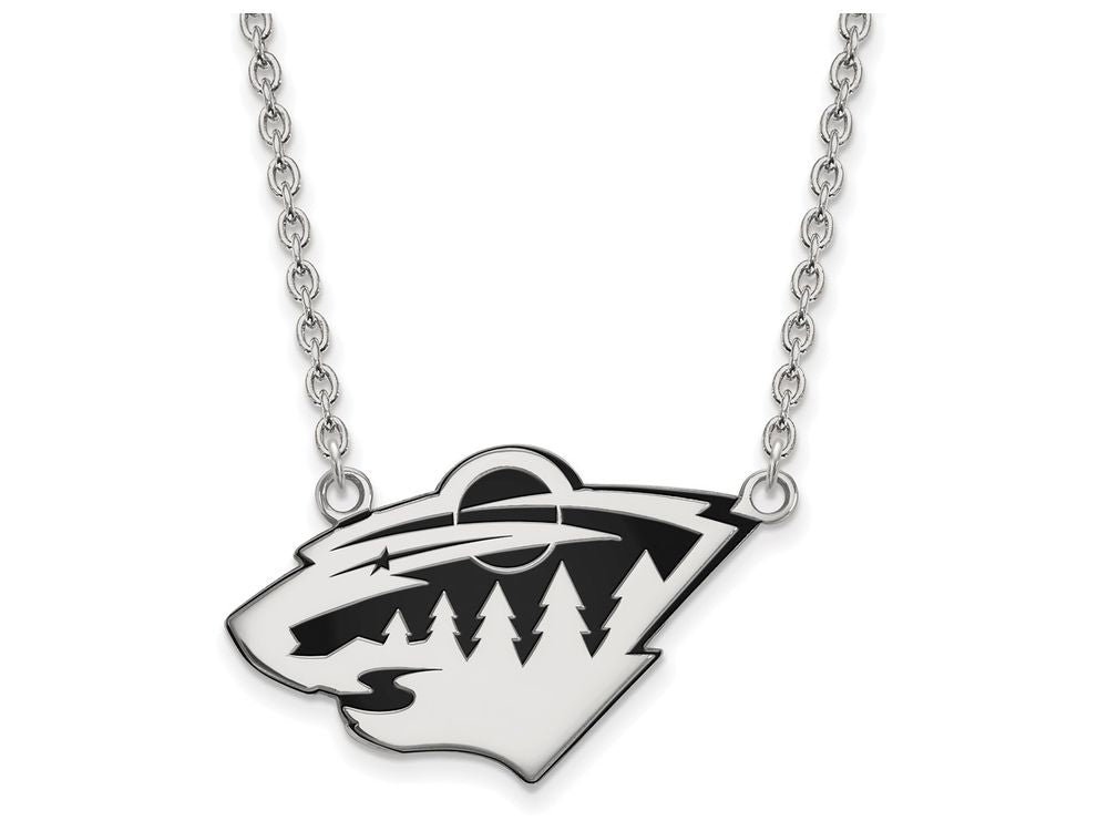 LogoArt Sterling Silver Minnesota Wild Large Enamel Pendant Necklace
