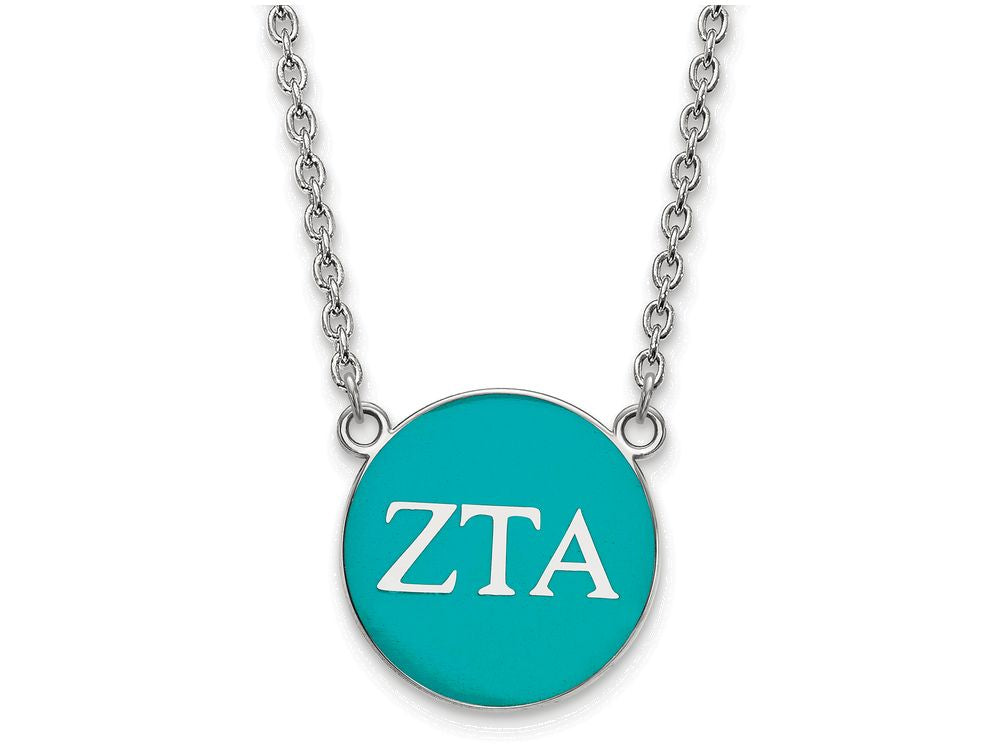 LogoArt Sterling Silver Zeta Tau Alpha Small Enameled Pendant Necklace With 18 Inch