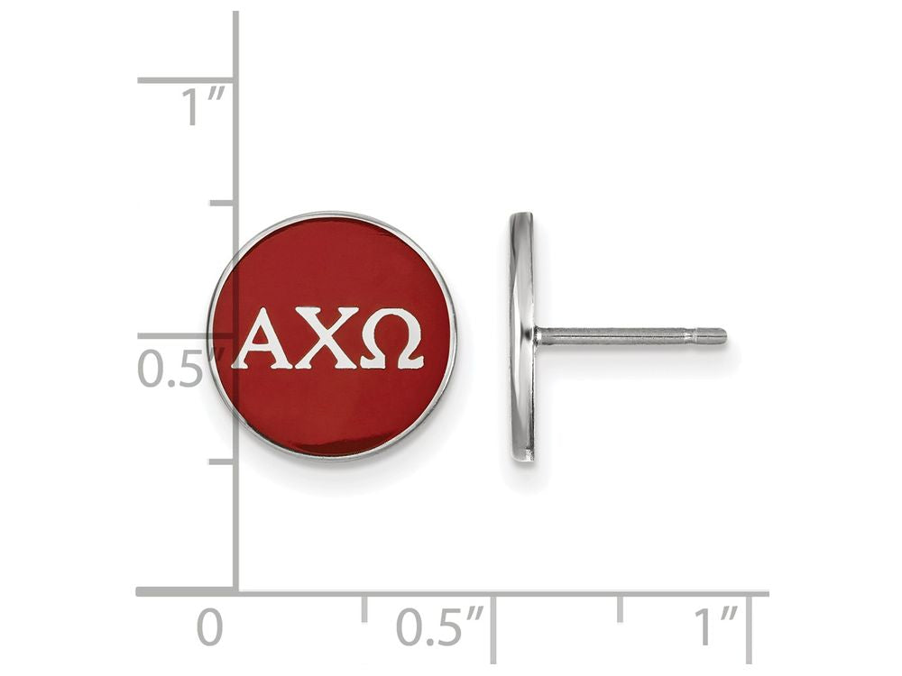 LogoArt Sterling Silver Alpha Chi Omega Enameled Post Earrings